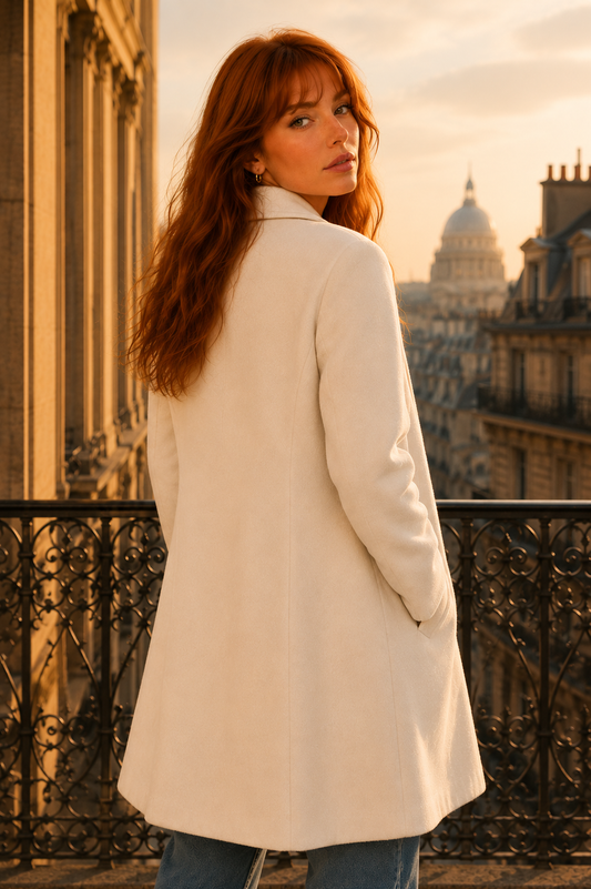Manteau croisé en laine