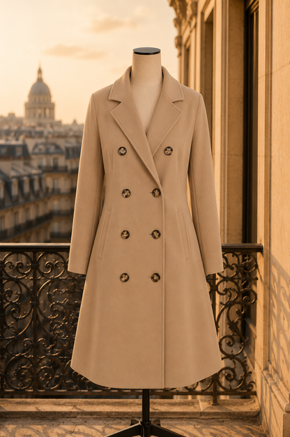 Manteau croisé en laine
