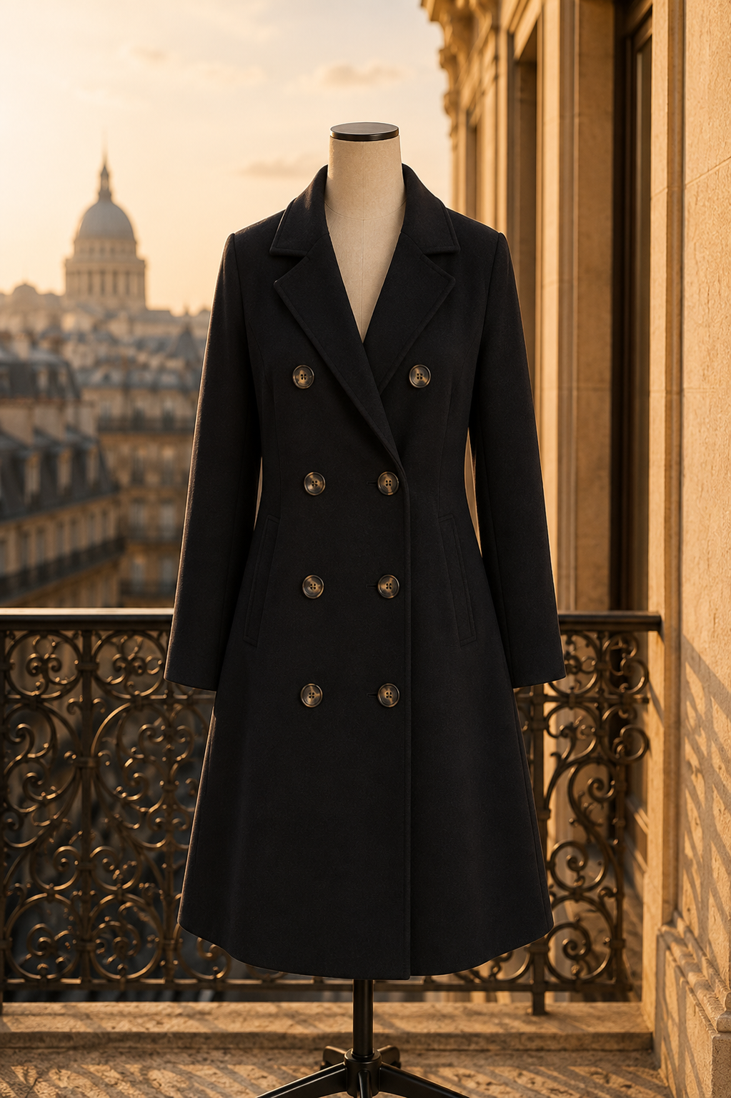 Manteau croisé en laine