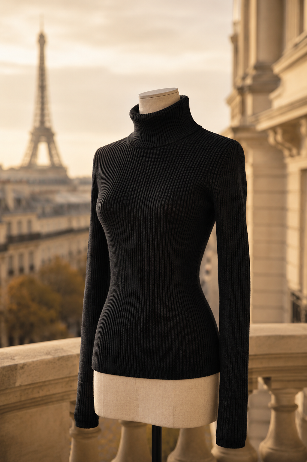 Pull long à col roulé ajusté